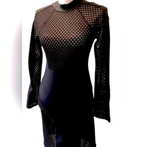 Sophisticated Black Mesh Dress